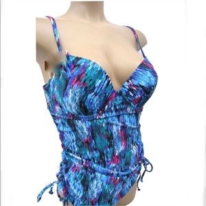 Spanx Love Your Assets Sz L swim tankini blue